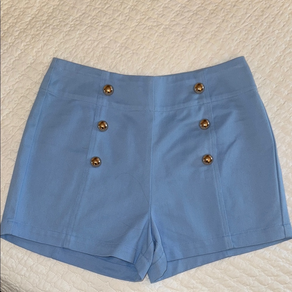 Women’s high waisted sailor shorts. Light blue. Never worn. Size small